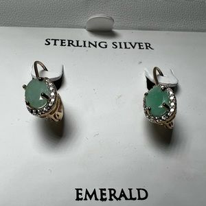 Beautiful 18k Gold over sterling silver Emerald Earrings